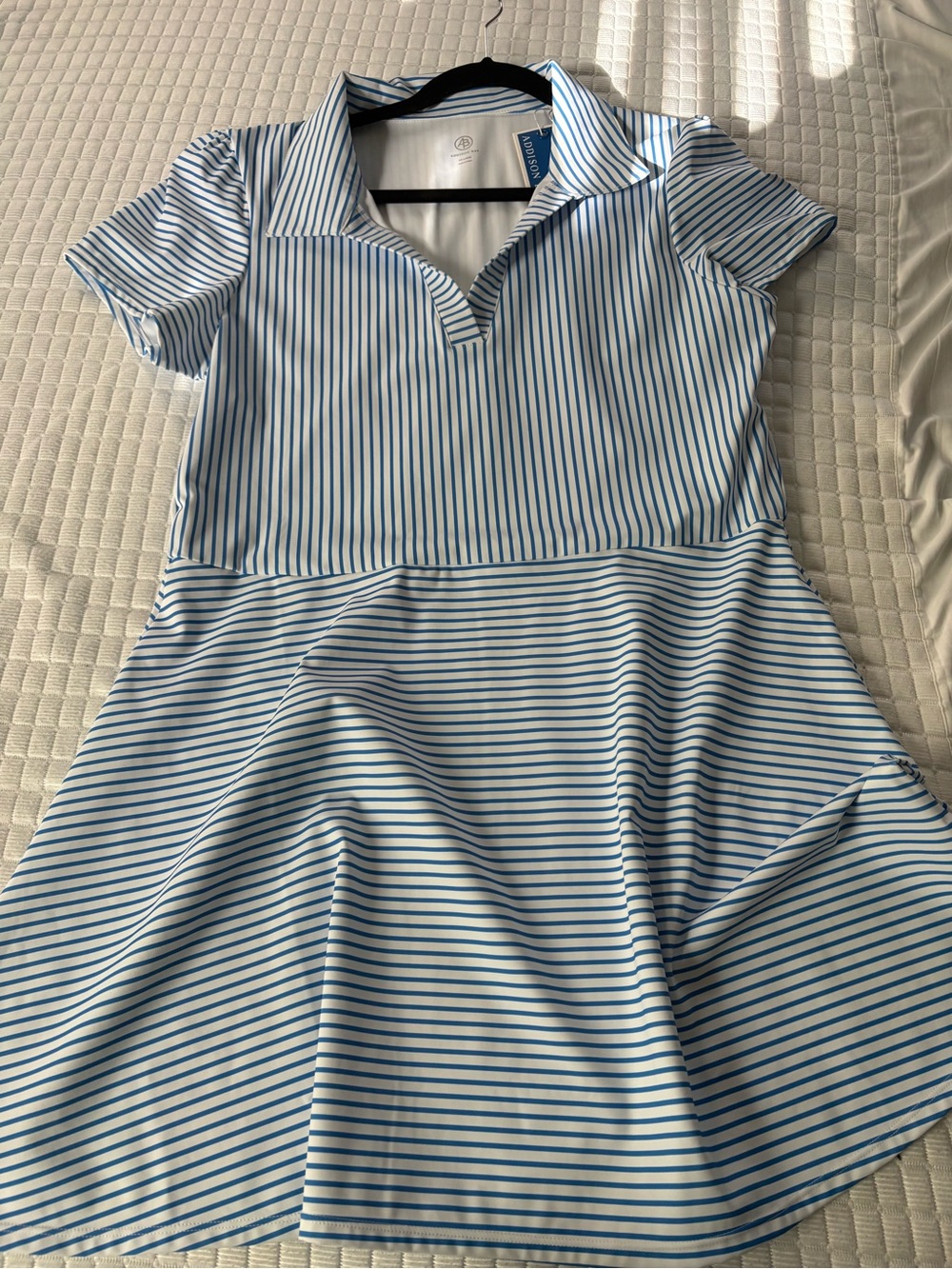NWT Addison Bay Blue & White Striped Polo Mini Dress